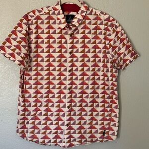 Prana Men's Short-Sleeve Geometric Button-Down Shirt - Red & Cream